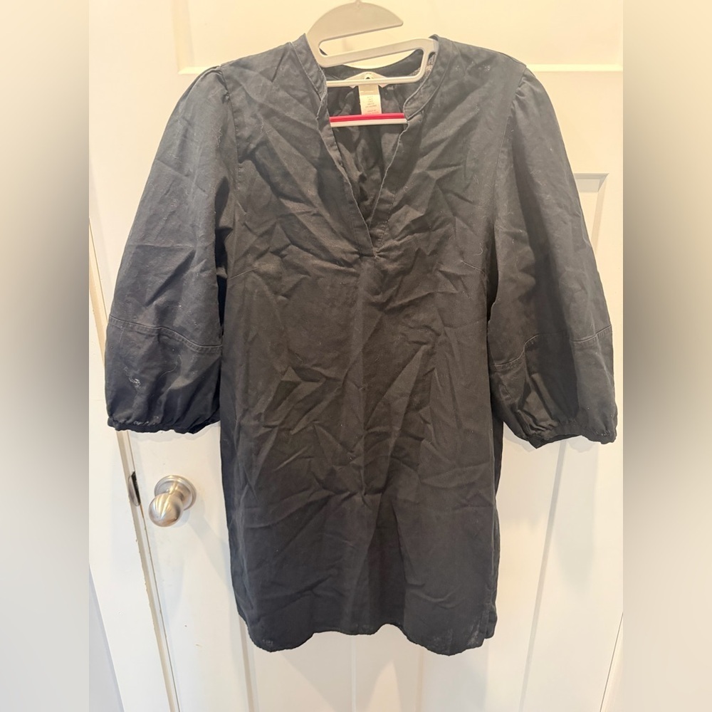 H&M Black Tunic Dress Women’s Small V Neck 3/4 Sleeve